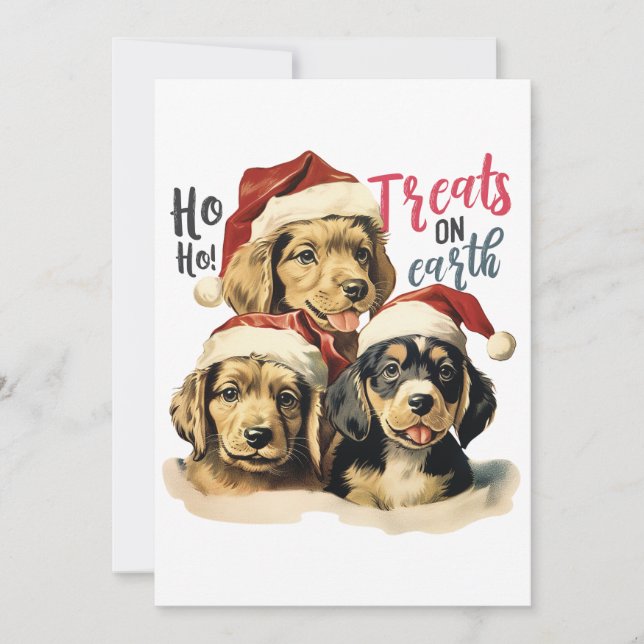 Retro Christmas Dog Pets Treats 2023 Holiday Card (Front)