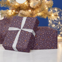Retro Christmas Doodles Toss in Deep Plum Purple