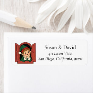 Retro Christmas Elf Return Address Labels