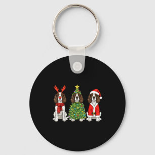 Retro Christmas English Springer Spaniel Santa Rei Key Ring