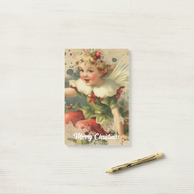 Retro Christmas Fairy Post-it Notes (On Desk)