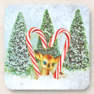 Retro Christmas Fawn Coaster