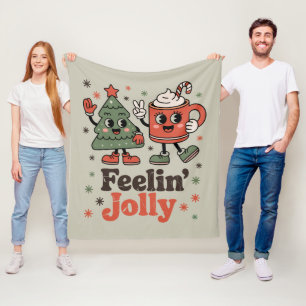 Retro Christmas Feeling Jolly Vintage Holiday Fleece Blanket