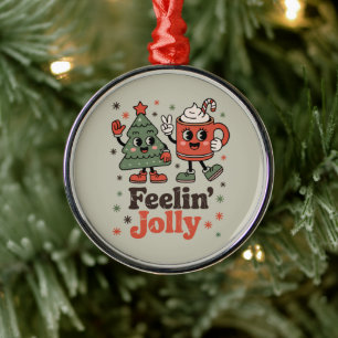 Retro Christmas Feeling Jolly Vintage Holiday Metal Ornament