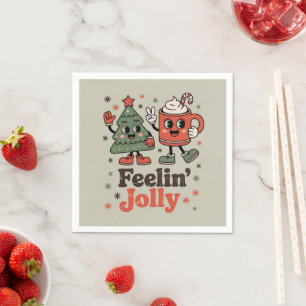 Retro Christmas Feeling Jolly Vintage Holiday Napkin