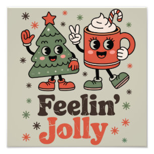 Retro Christmas Feeling Jolly Vintage Holiday  Photo Print