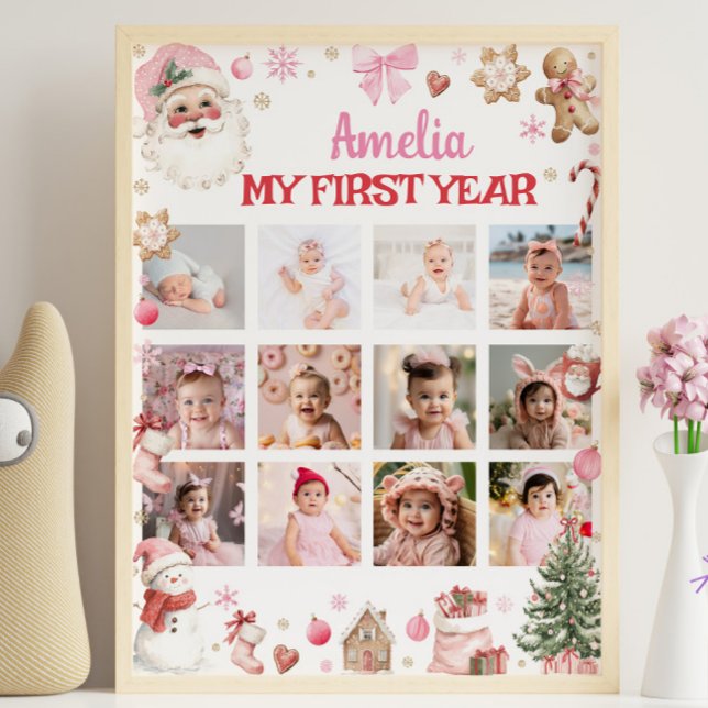 Retro Christmas First Year Photo Milestone Sign (Creator Uploaded)