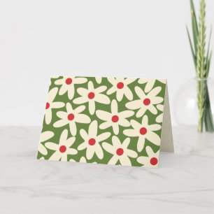 Retro Christmas Floral Daisy Pattern  Card