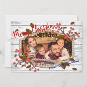 Retro Christmas Frame Photo Holiday Card