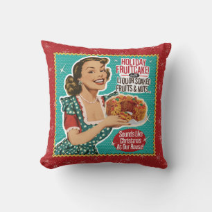 Retro Christmas Funny as a Fruitcake Cushion