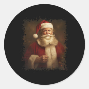 Retro Christmas Funny Trump Santa Claus Vintage Xm Classic Round Sticker