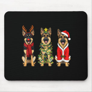 Retro Christmas German Shepherd Santa Reindeer Gsd Mouse Pad