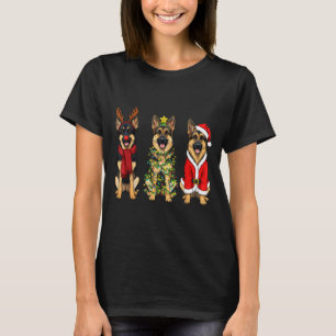 Retro Christmas German Shepherd Santa Reindeer Gsd T-Shirt