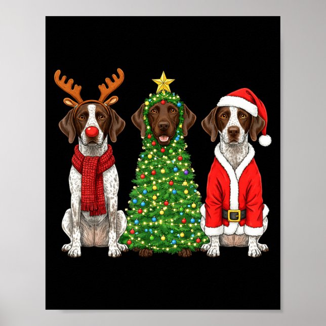 Retro Christmas German Shorthaired Inter Santa Rei Poster (Front)