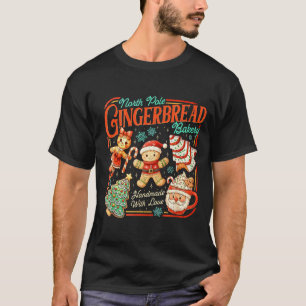 Retro Christmas Gingerbread Bakery North Le Cookie T-Shirt