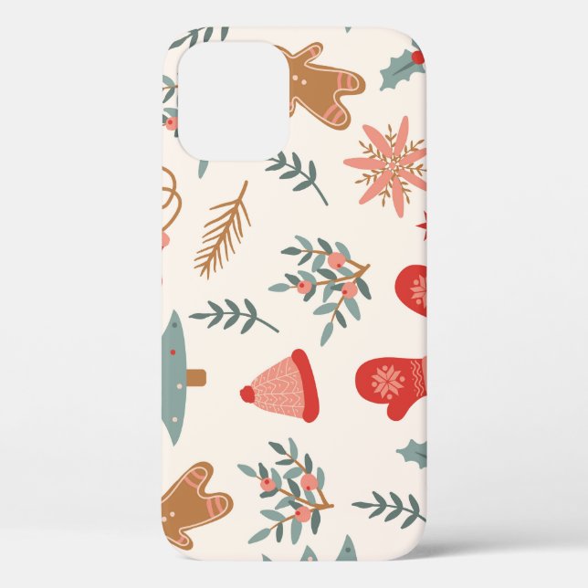 Retro Christmas Gingerbread Pattern. Case-Mate iPhone Case (Back)