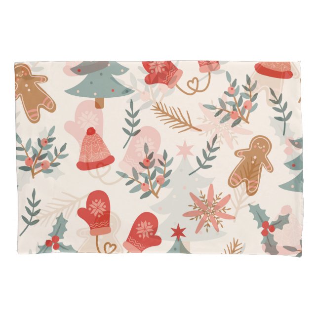 Retro Christmas Gingerbread Pattern. Pillowcase (Front)