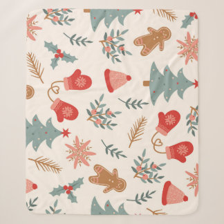 Retro Christmas Gingerbread Pattern. Sherpa Blanket
