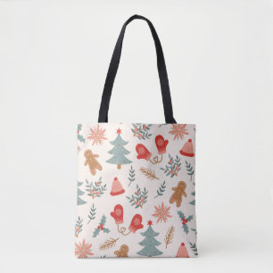 Retro Christmas Gingerbread Pattern. Tote Bag