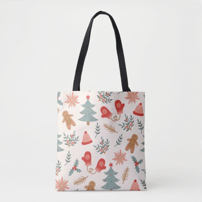 Retro Christmas Gingerbread Pattern. Tote Bag (Front)