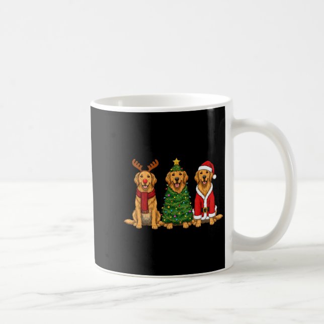 Retro Christmas Golden Retriever Santa Reindeer Do Coffee Mug (Right)