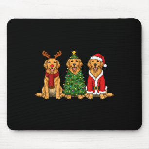 Retro Christmas Golden Retriever Santa Reindeer Do Mouse Pad