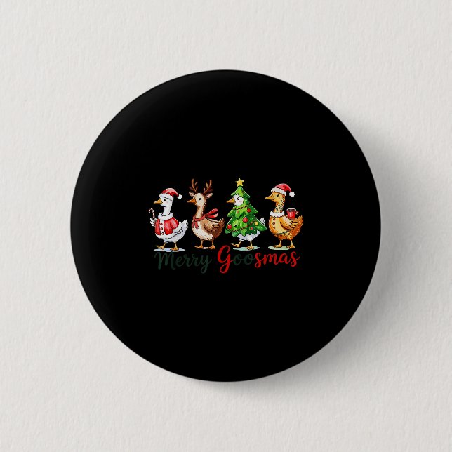 Retro Christmas Goose Xmas Merry Goosmas  6 Cm Round Badge (Front)