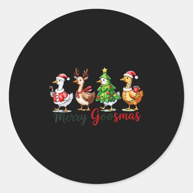 Retro Christmas Goose Xmas Merry Goosmas  Classic Round Sticker (Front)