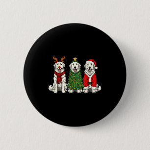Retro Christmas Great Pyrenees Santa Reindeer Dog 6 Cm Round Badge