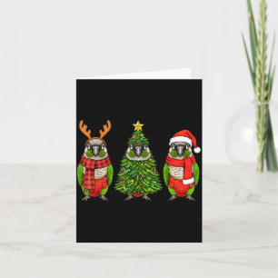 Retro Christmas Green Cheek Conure Parrot Santa Re Card