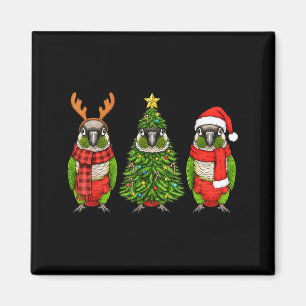 Retro Christmas Green Cheek Conure Parrot Santa Re Magnet