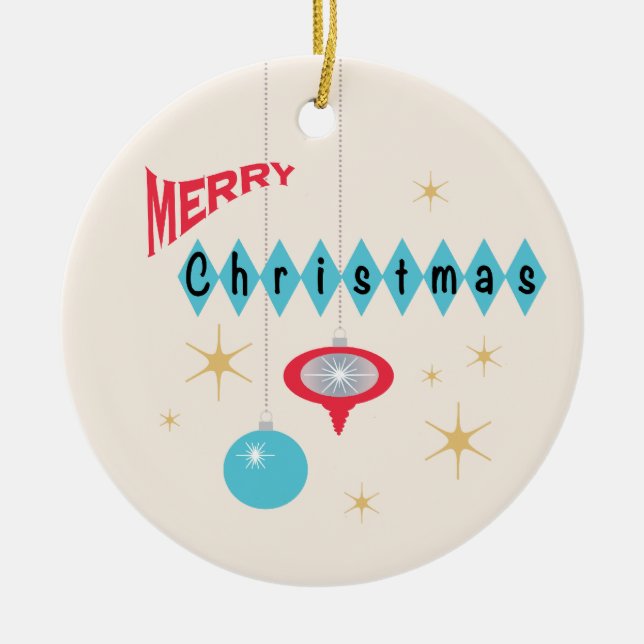 Retro Christmas greeting ornament (Front)
