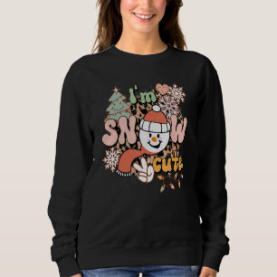 Retro Christmas Groovy I'M SNOW CUTE Snowman Leopa Sweatshirt