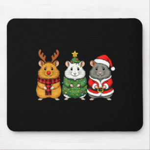 Retro Christmas Hamster Santa Reindeer  Mouse Pad