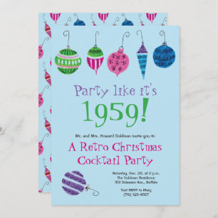 Retro Christmas Hand-Illustrated Cocktail Party  Invitation