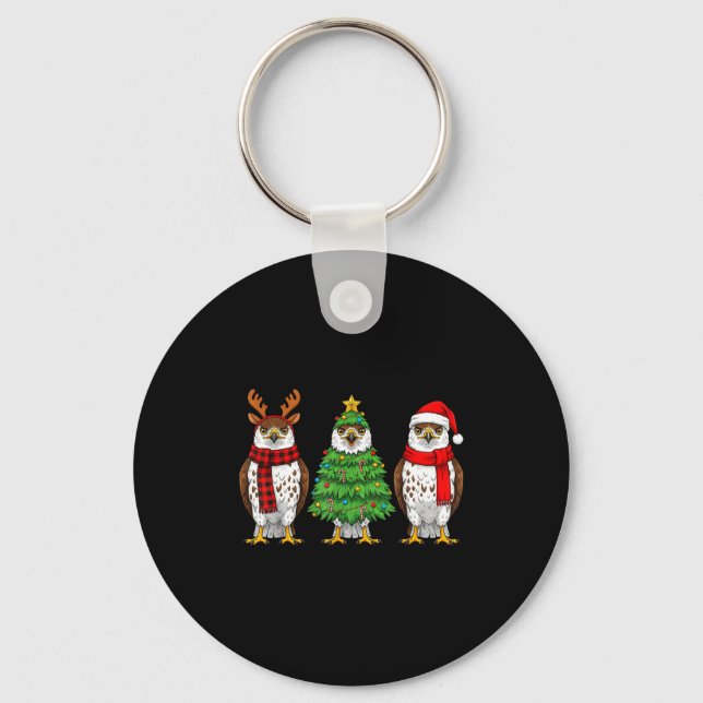 Retro Christmas Hawk Santa Reindeer  Key Ring (Front)