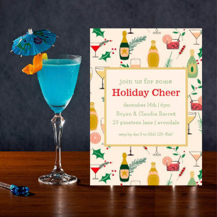 Retro Christmas Holiday Cocktail Party Invitation