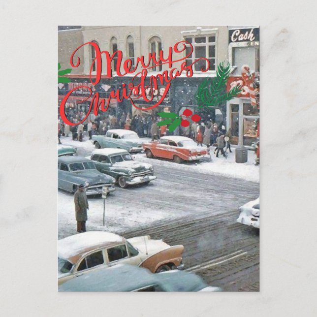 Retro Christmas Holiday  Postcard (Front)