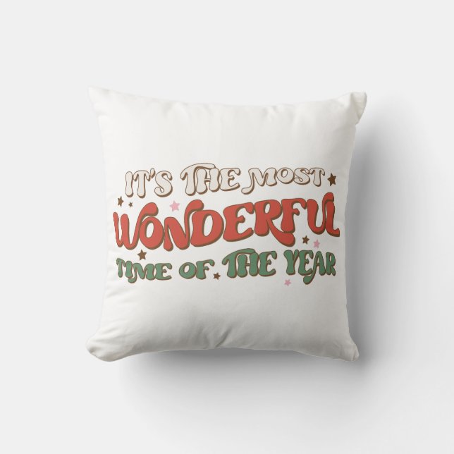 Retro Christmas Holiday Saying Cushion (Front)