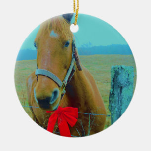 retro Christmas Horse Ceramic Tree Decoration