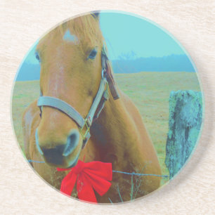 retro Christmas Horse Coaster