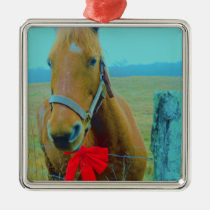 retro Christmas Horse Metal Tree Decoration