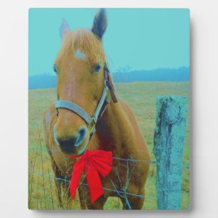 retro Christmas Horse Plaque