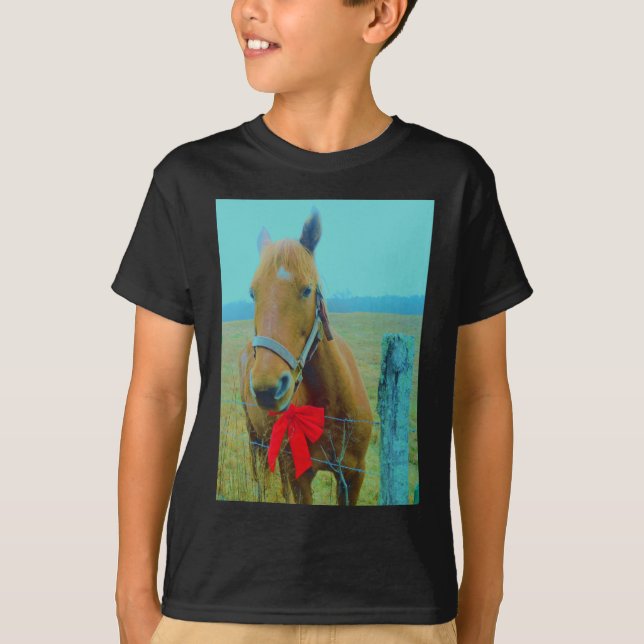 retro Christmas Horse T-Shirt (Front)