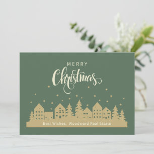 Retro Christmas House Real Estate Client Custom Thank You Card