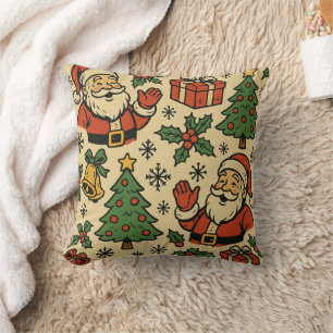 Retro Christmas icon pattern Cushion