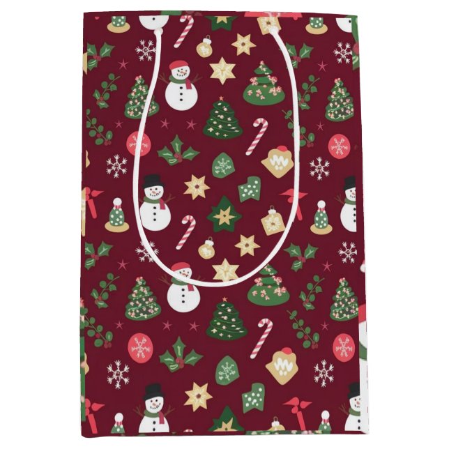 Retro Christmas Icons Medium Gift Bag (Front)