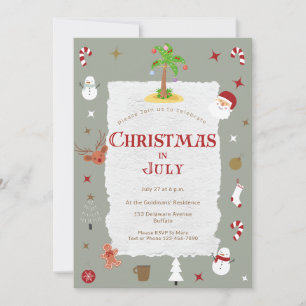 Retro Christmas in July Belated Holiday Party Invitation