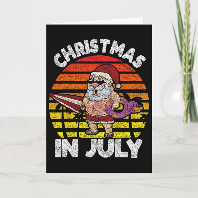 Retro Christmas In July  Card (Front)