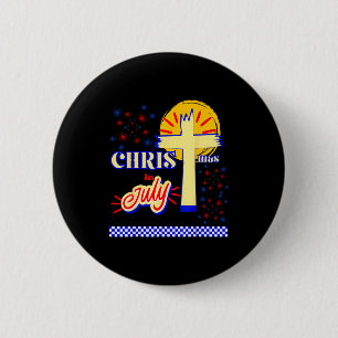 Retro christmas in july christian jesus god summer 6 cm round badge